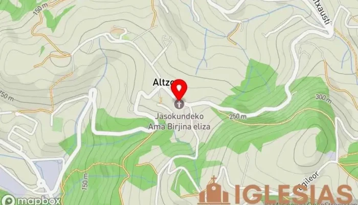 mapa de Andra Mari Jasokundeko Eliza/Iglesia de Nuestra Señora de la Asunción Iglesia en Altzo