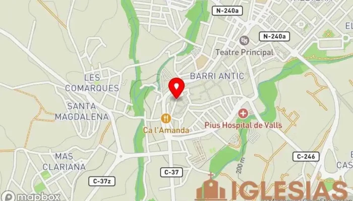 mapa de Arquebisbat De Tarragona Esglesia Del Sagrat Car Iglesia en Valls