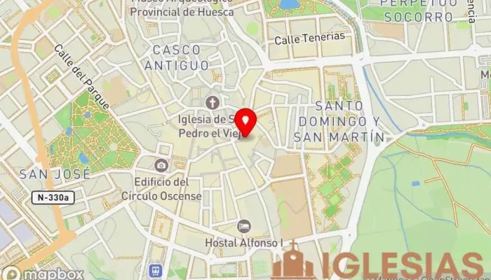 mapa de Basílica de San Lorenzo Iglesia católica en Huesca