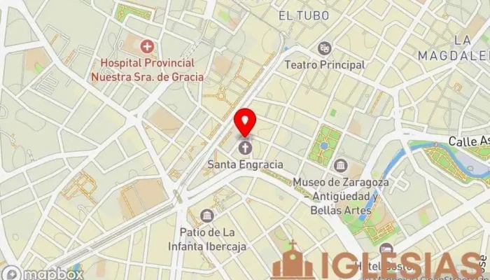 mapa de Basílica de Santa Engracia Basílica, Iglesia católica, Atracción turística en Zaragoza