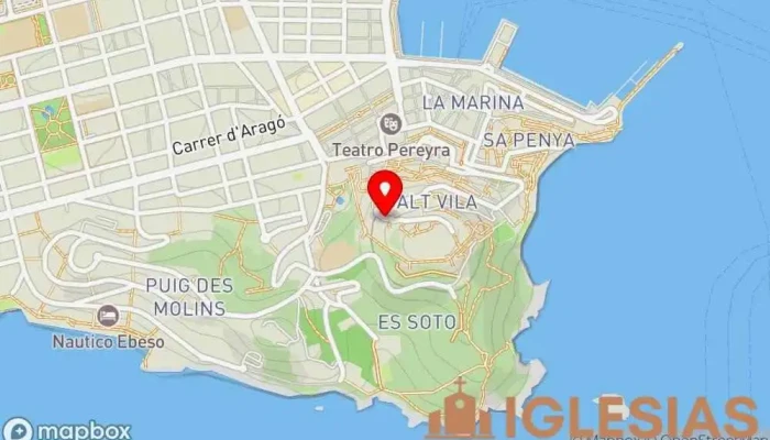 mapa de Capella de Sant Ciriac Iglesia, Lugar de interés histórico, Atracción turística en Ibiza