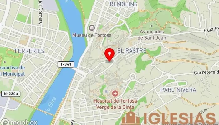 mapa de Càritas Interparroquial de Tortosa Delegación de Servicios Sociales en Tortosa