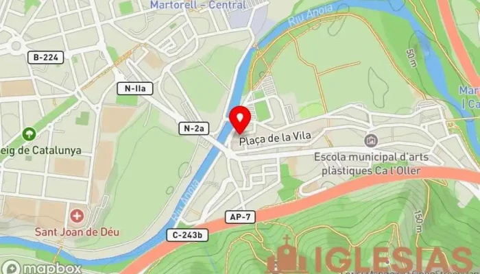 mapa de Càritas Parroquial de Martorell Organización sin ánimo de lucro, Banco de alimentos, Organización religiosa en Martorell