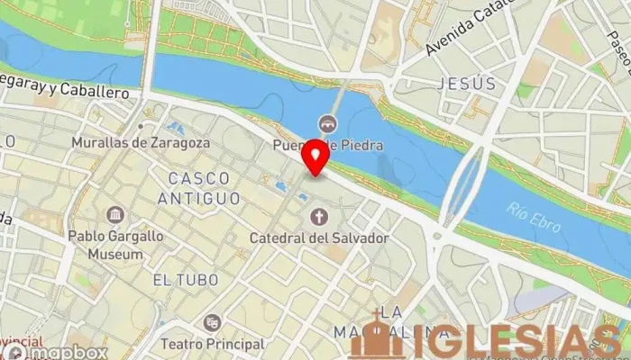 mapa de Casa de la Iglesia. Arzobispado de Zaragoza Institución religiosa en Zaragoza