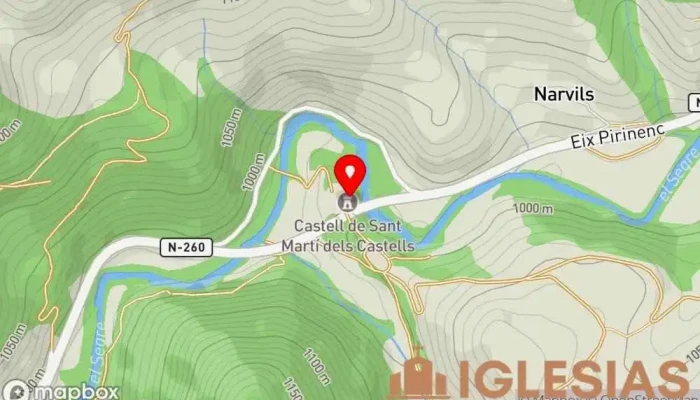 mapa de Castillo e iglesia de Sant Martí dels Castells Lugar de interés histórico en Bellver de Cerdanya
