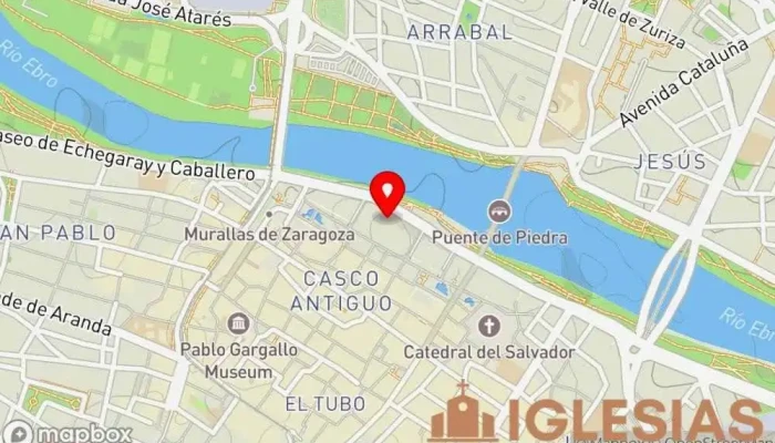 mapa de Catedral-Basílica de Nuestra Señora del Pilar Catedral, Basílica, Iglesia católica, Atracción turística en Zaragoza