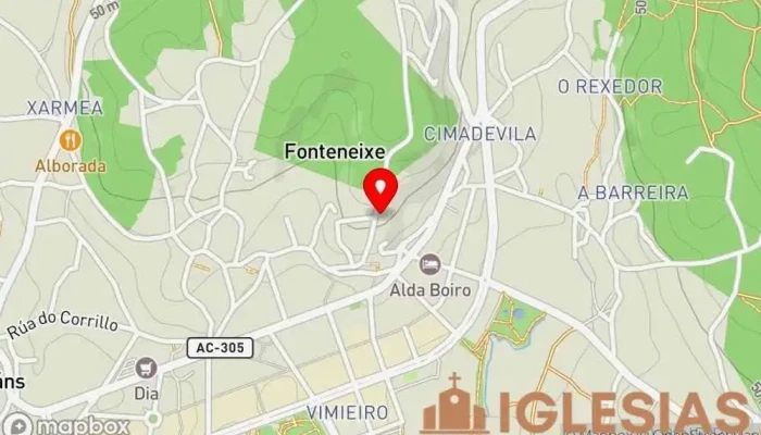 mapa de Centro Cristiano de Boiro Lugar de culto en Boiro