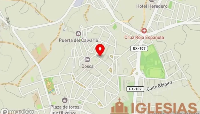 mapa de Centro Parroquial San Juan Macias Destino religioso en Olivenza