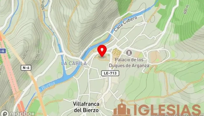 mapa de Colegiata de Santa María de Cluni Lugar de interés histórico en Villafranca del Bierzo