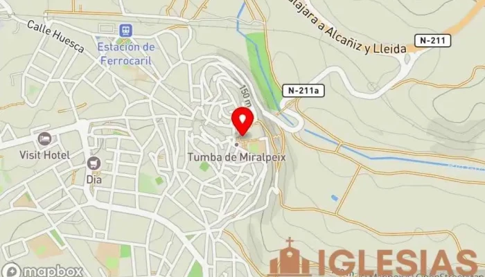 mapa de Colegiata-Parroquia Santa María la Mayor del Pilar Atracción turística en Caspe