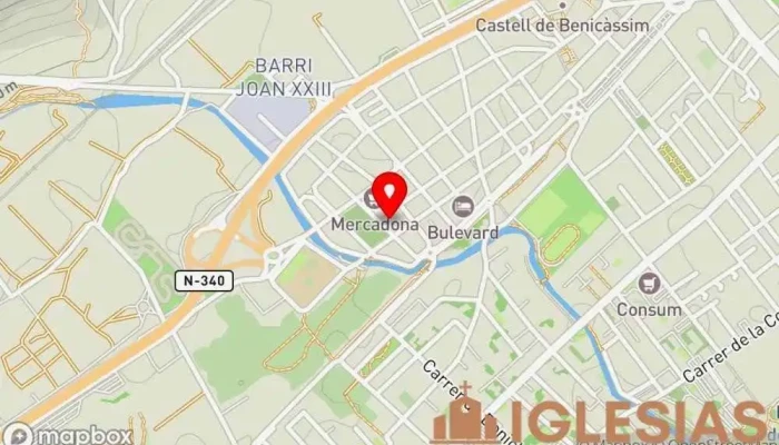 mapa de Complejo parroquial San Juan Pablo II Iglesia en Benicàssim