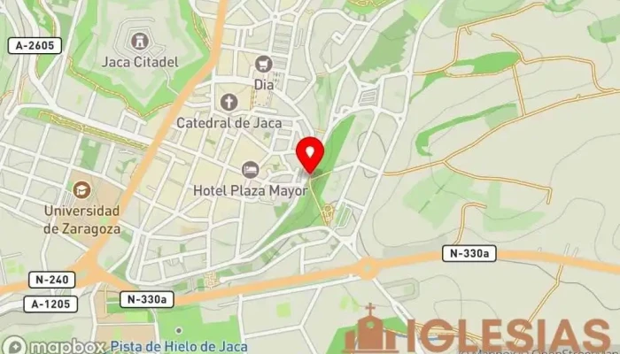 mapa de CRUZ DE LAS MONJAS Iglesia en Jaca