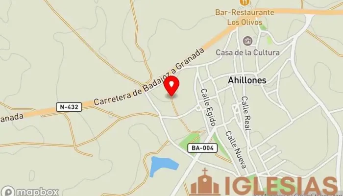 mapa de El Santo y las Cruces Iglesia católica en Ahillones