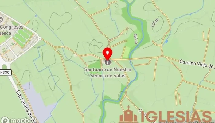 mapa de Ermita de Nuestra Señora de Salas Iglesia católica, Atracción turística en Huesca