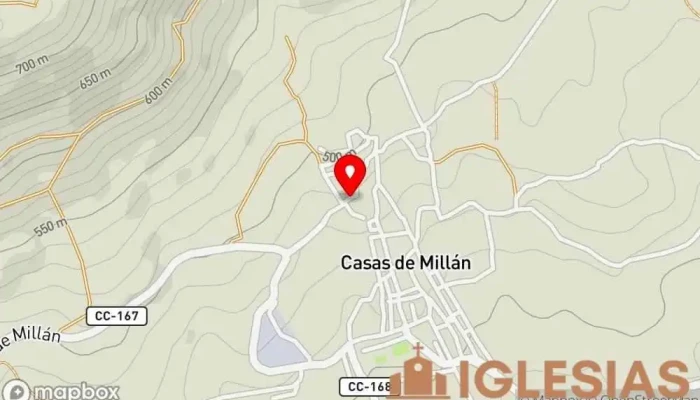 mapa de Ermita de San Ramón Iglesia en Casas de Millán