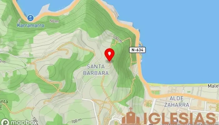 mapa de Ermita de Santa Bárbara Capilla en Zarautz