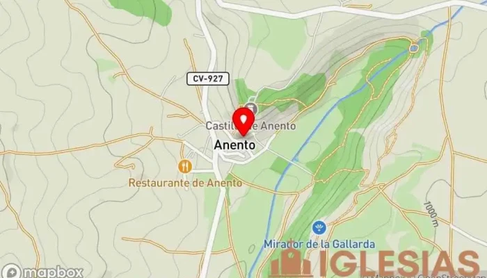 mapa de Ermita de Santa Bárbara Iglesia en Anento