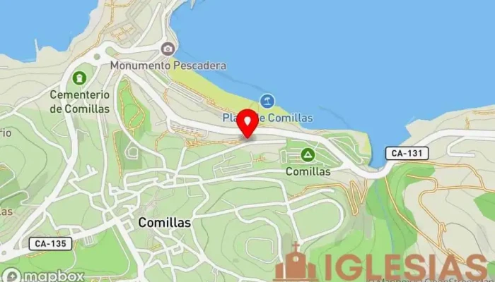 mapa de Ermita de Santa Lucía Capilla en Comillas