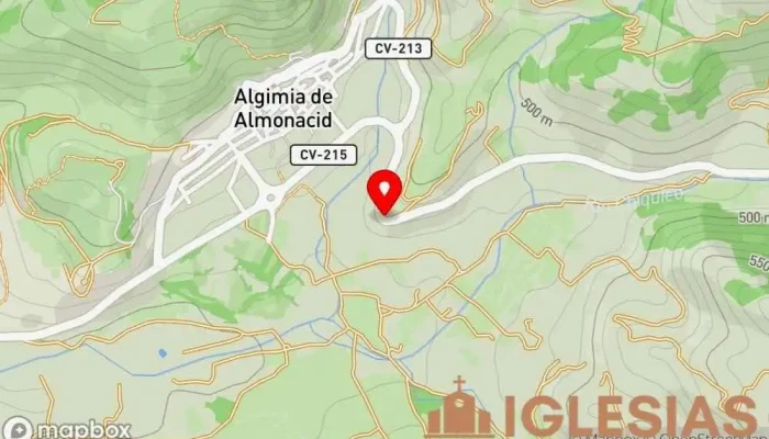 mapa de Ermita en Algimia de Almonacid y vistas Iglesia en Algimia de Almonacid