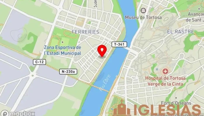 mapa de Església Bíblica Terres de l'Ebre Iglesia evangélica en Tortosa