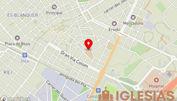mapa de Església de Sant Francesc Lugar de culto en Inca