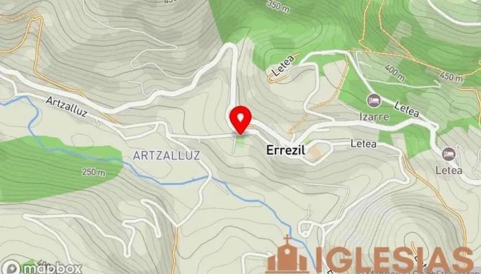 mapa de Gurutze Santu ermita Iglesia católica en Errezil