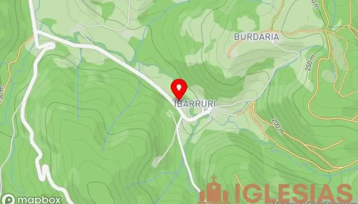 mapa de Ibarruriko Andra Mari Eliza/Iglesia Santa Maria de Ibarruri Iglesia en Muxika