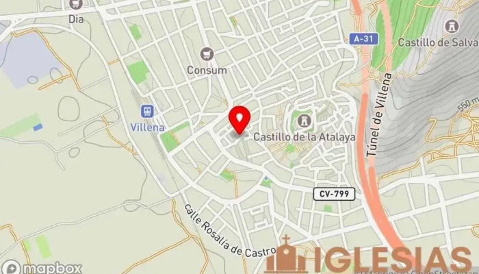 mapa de Iglesia Arciprestal de Santiago Iglesia católica, Atracción turística en Villena