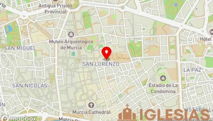 mapa de Iglesia conventual de La Merced Iglesia católica, Atracción turística en Murcia