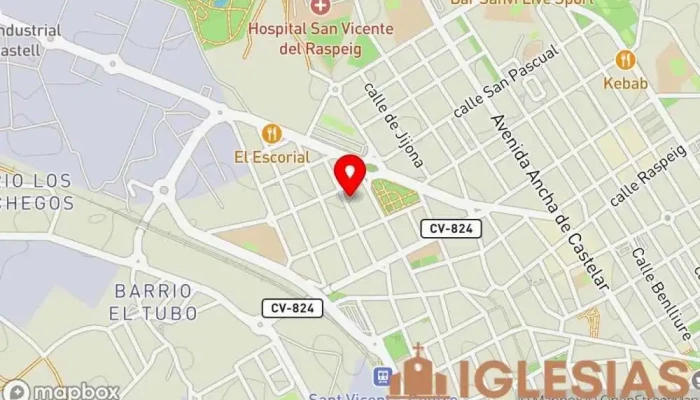 mapa de Iglesia Cristo Vive San Vicente Iglesia evangélica en San Vicente del Raspeig