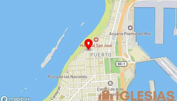 mapa de Iglesia de Dios Ministerial de Jesucristo Internacional - IDMJI - CGMJI -- ES - LAS PALMAS Iglesia cristiana, Iglesia no vinculada a una denominación religiosa, Lugar de culto en Las Palmas de Gran Canaria