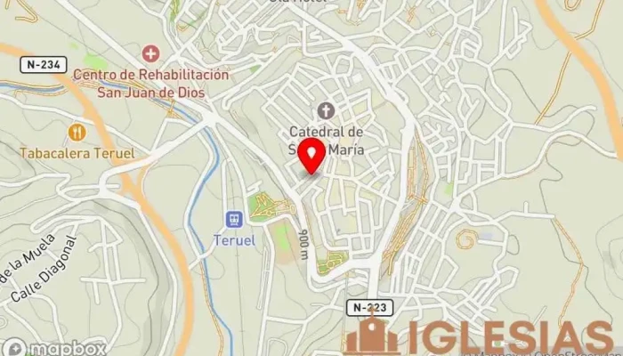 mapa de Iglesia de El Salvador Iglesia católica en Teruel