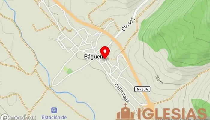 mapa de Iglesia de la Asuncion de Nuestra Señora, Báguena Iglesia católica en Báguena