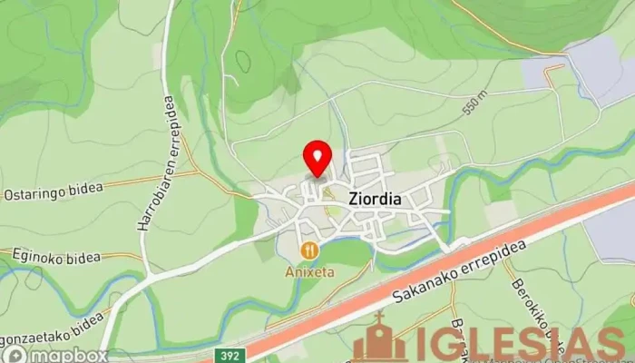mapa de Iglesia de La Asunción Iglesia católica en Ziordia