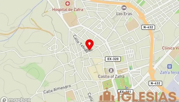 mapa de Iglesia de la Candelaria Iglesia católica, Parroquia, Atracción turística en Zafra