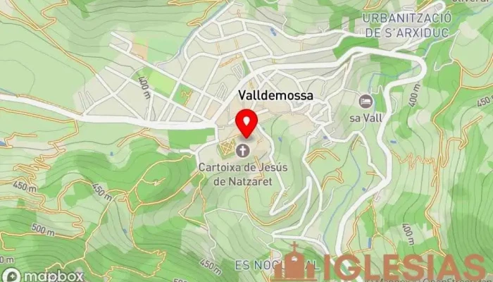 mapa de Iglesia de la Cartuja Destino religioso en Valldemossa