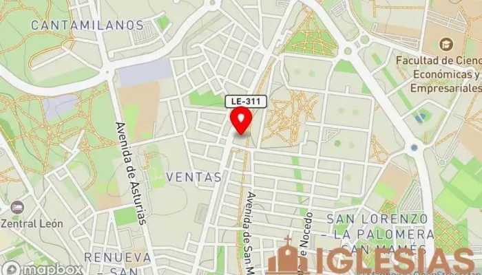 mapa de Iglesia de las Ventas Iglesia católica en León