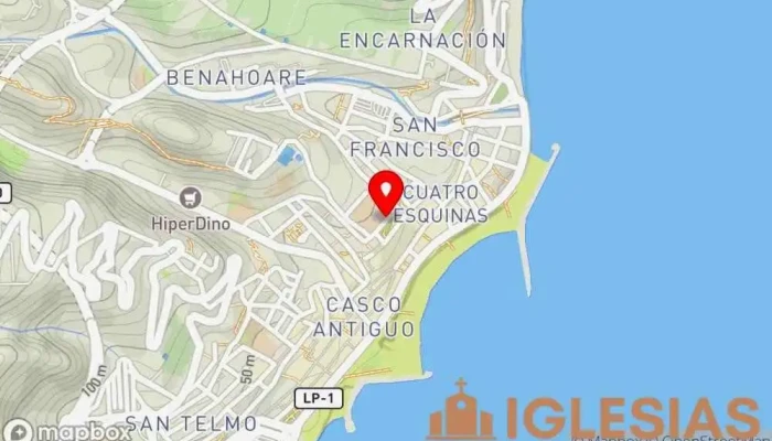 mapa de Iglesia de Los Dolores Lugar de interés histórico en Santa Cruz de la Palma