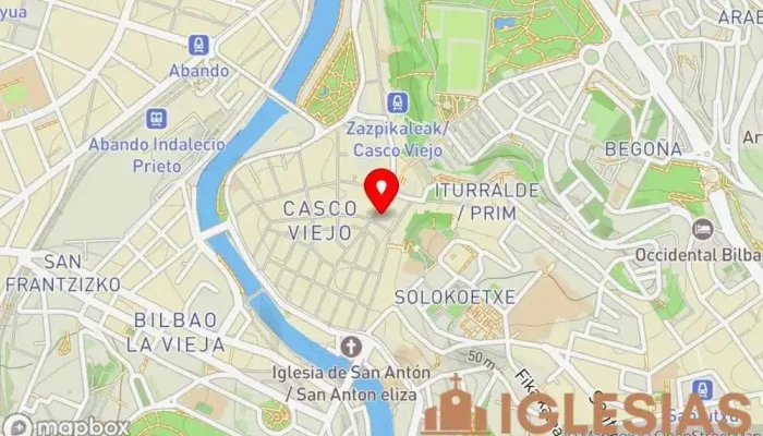 mapa de Iglesia de los Santos Juanes Iglesia católica, Atracción turística en Bilbao