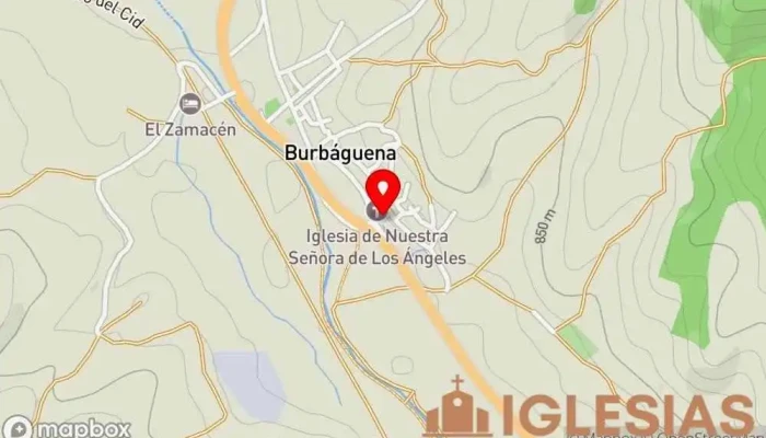 mapa de Iglesia de Nuestra Señora de los Angeles, Burbaguena Iglesia católica en Burbáguena