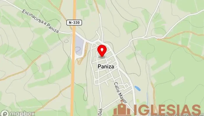 mapa de Iglesia de Nuestra Señora de los Ángeles Iglesia católica en Paniza