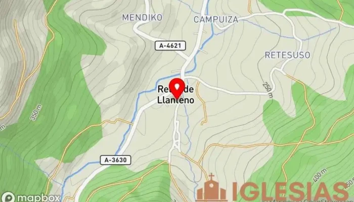 mapa de Iglesia de San Andrés Apóstol Iglesia católica en Erretes Lanteno