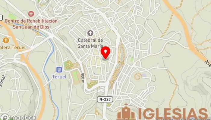 mapa de Iglesia de San Andrés Apóstol Iglesia católica en Teruel