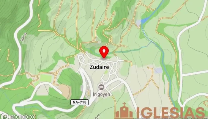 mapa de Iglesia de San Andrés Lugar de culto en Zudaire