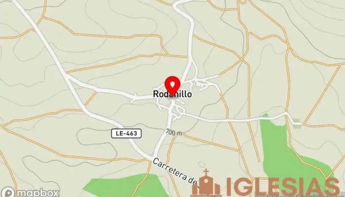 mapa de Iglesia de San Antolín Iglesia católica, Atracción turística en Rodanillo