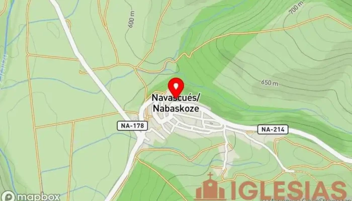 mapa de Iglesia de San Cristóbal Iglesia católica en Navascués