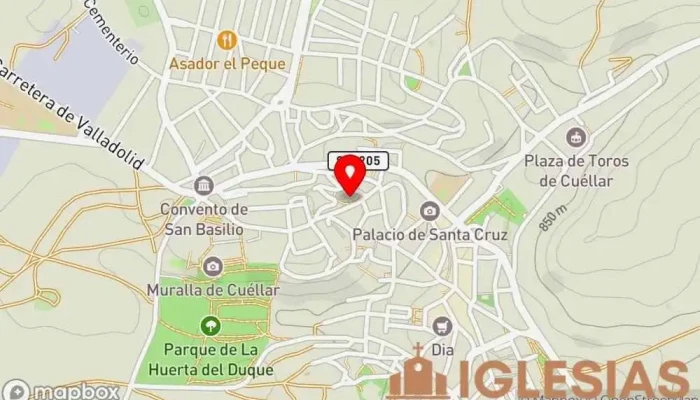 mapa de Iglesia de San Esteban Iglesia católica, Atracción turística en Cuéllar