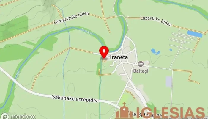 mapa de Iglesia de San Juan Bautista Lugar de culto en Irañeta
