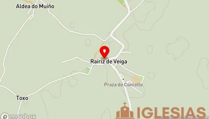 mapa de Iglesia de San Juan de Rairiz de Veiga Iglesia católica en Rairiz de Veiga