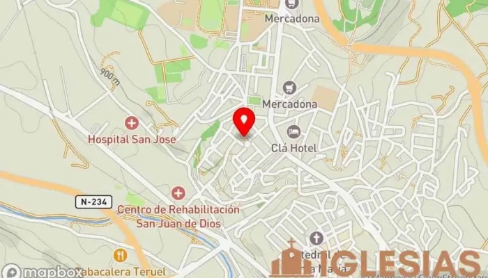 mapa de Iglesia de San León Magno Iglesia católica en Teruel